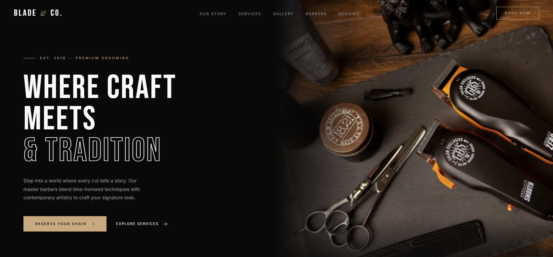 BLADE & CO. — сайт премиум-барбершопа
